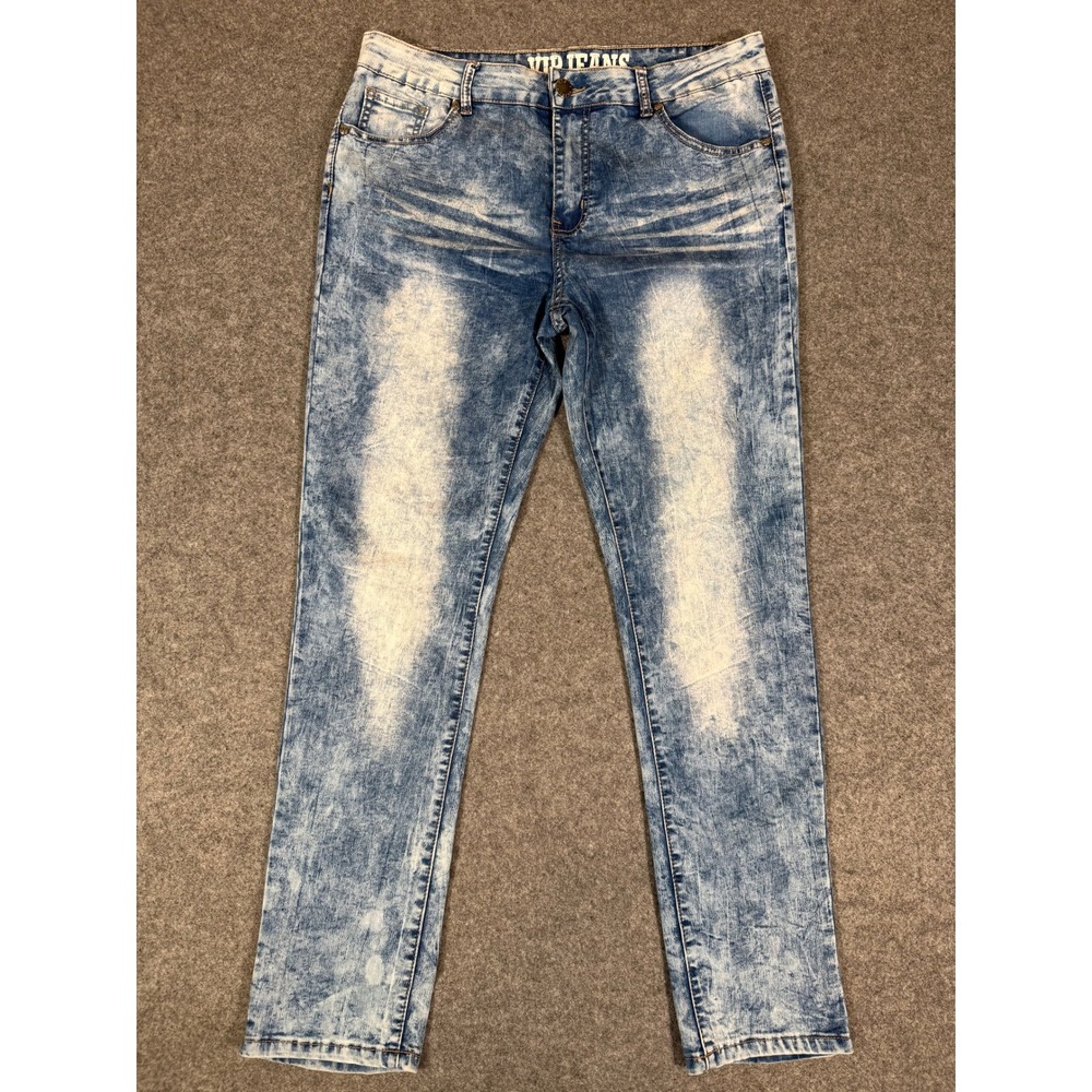 VIP‎ Jeans Womens Size 13/14 Acid Wash Skinny Jeans Blue White Stretch